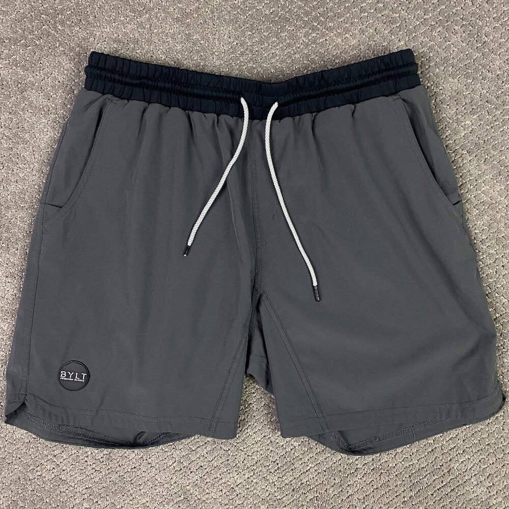 BYLT Premium Basics Shorts Mens XL Fit Like Medium Gym Athletic Performance Gray